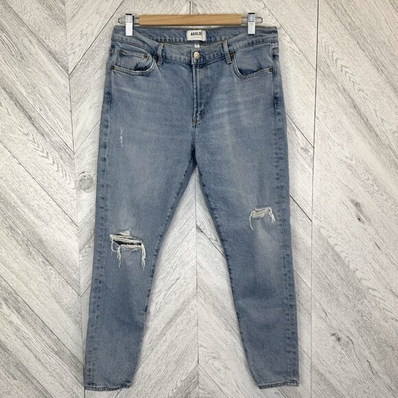 Agolde Denim - Agolde Jeans Sophie Womens Size 30 Mid Rise Ankle Blue Denim Distressed Skinny